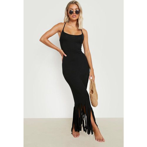 Vestito maxi da mare con spalline e nappe - boohoo - Modalova