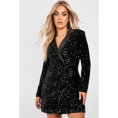 Vestito Blazer scaldacuore Plus Size in velluto con paillettes - boohoo - Modalova