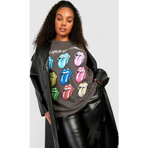 T-shirt Plus Size ufficiale dei Rolling Stones in colori arcobaleno - boohoo - Modalova