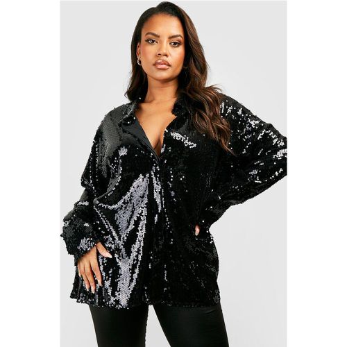 Camicia Plus Size oversize con paillettes e polsini ampi - boohoo - Modalova