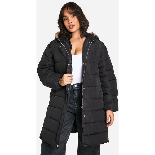 Parka Plus De Corte Largo Con Ribete De Pelo Sintético - boohoo - Modalova