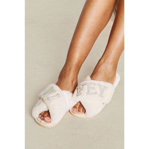 Zapatillas Con Adorno Wifey, Blanco - boohoo - Modalova