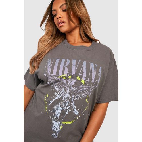 Camiseta Plus Con Estampado De Nirvana Fosforito - boohoo - Modalova