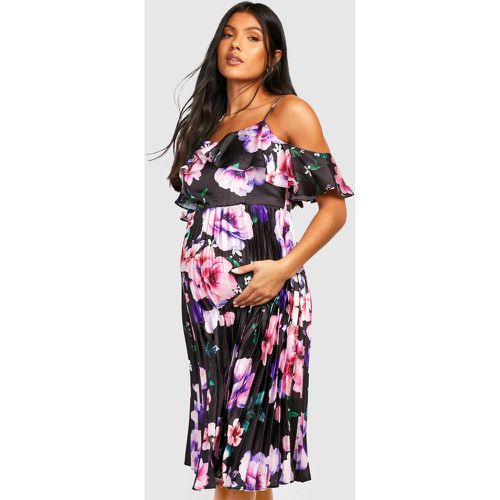 Vestido Premamá Midi Plisada De Ocasión Con Estampado De Flores - boohoo - Modalova