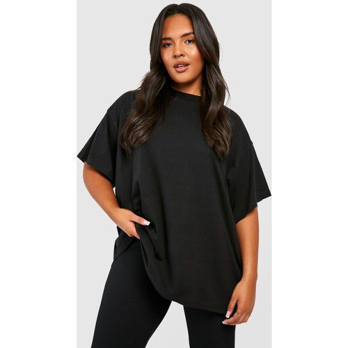 Camiseta Plus De Algodón Básica Súper Oversize Con Cuello De Caja - boohoo - Modalova