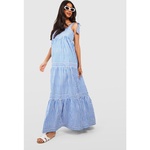 Vestido Premamá Maxi De Tela Con Rayas Y Atadura En Los Hombros - boohoo - Modalova