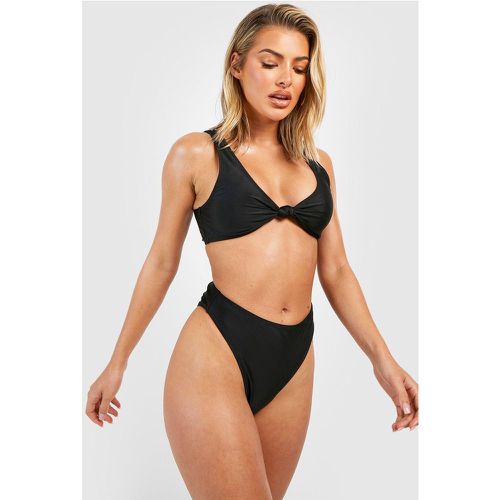 Set bikini con scollo profondo e nodo frontale - boohoo - Modalova