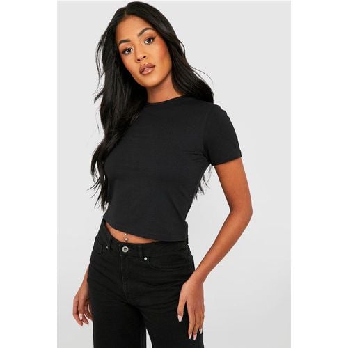 Camiseta Tall Básica Crop De Mezcla De Algodón Y Manga Corta Ajustada - boohoo - Modalova