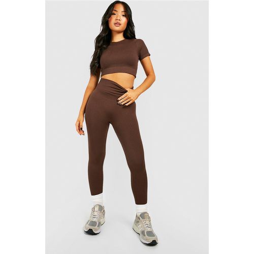 Leggings Petite De Canalé Sin Costuras - boohoo - Modalova