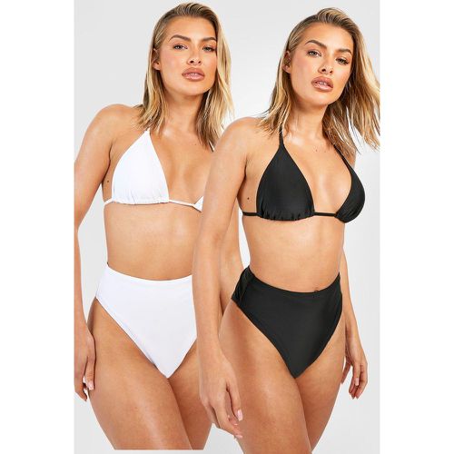 Slip bikini a vita alta - set di 2 paia - boohoo - Modalova