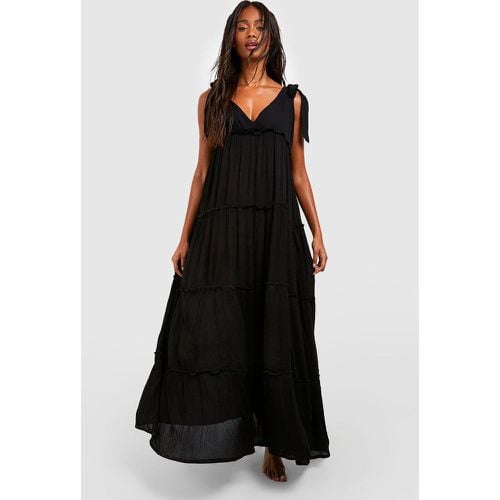 Vestido Maxi Para La Playa De Estopilla Con Atadura En Los Hombros - boohoo - Modalova