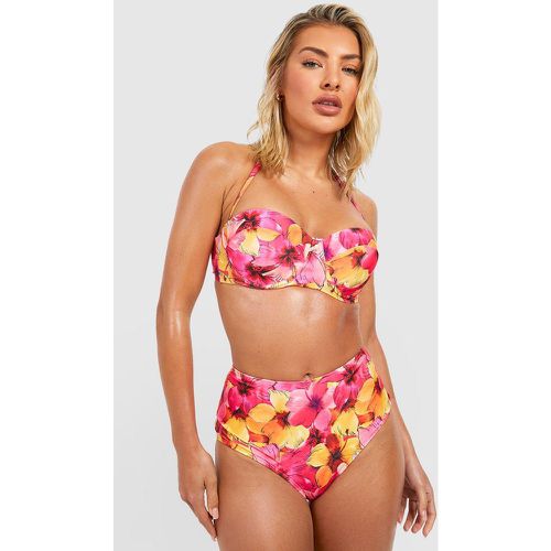 Slip bikini a vita alta in fantasia tropicale - boohoo - Modalova