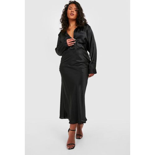 Gonna longuette Plus Size in raso - boohoo - Modalova