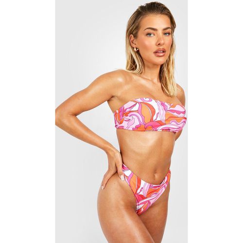 Set bikini a fascia rosa con stampa astratta - boohoo - Modalova