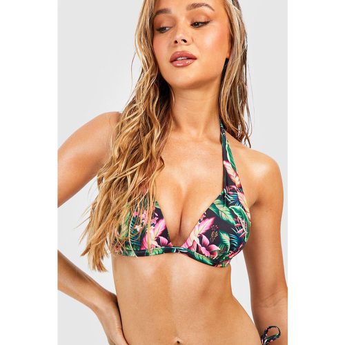 Top bikini push up con stampa tropicale - boohoo - Modalova