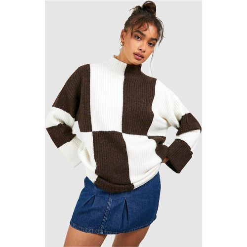 Maglione a collo alto a blocchi di colore - boohoo - Modalova