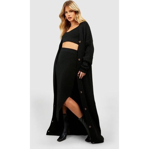 Falda Midi De Punto Suave, Negro - boohoo - Modalova