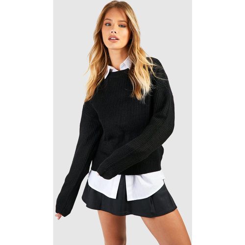 Maglione a girocollo Basic, Nero - boohoo - Modalova