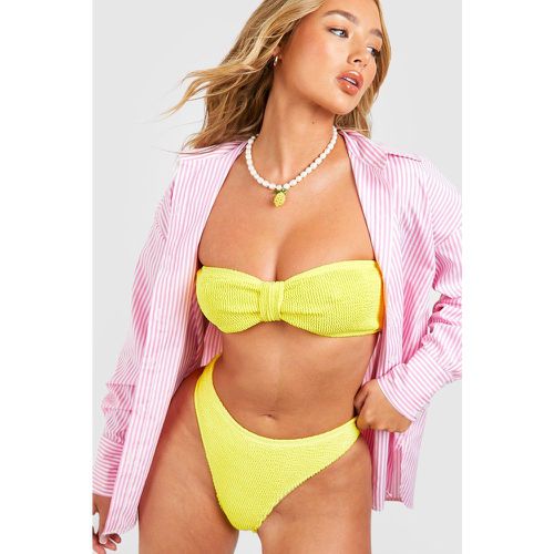 Set bikini a fascia Premium effetto goffrato con nodo - boohoo - Modalova