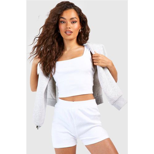 Set crop top a coste & pantaloncini - boohoo - Modalova