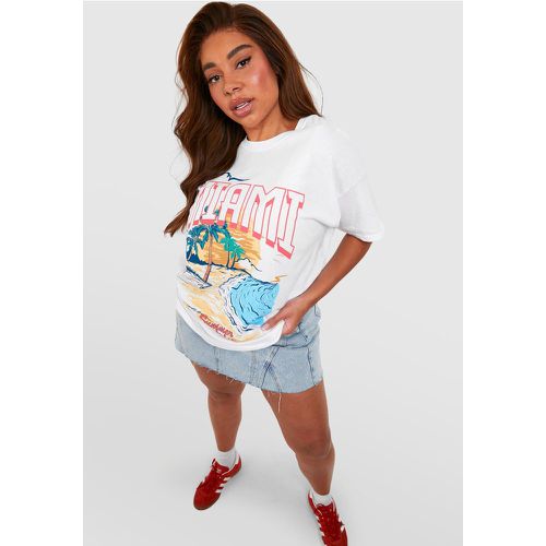 Camiseta Plus Oversize Con Estampado De Miami - boohoo - Modalova