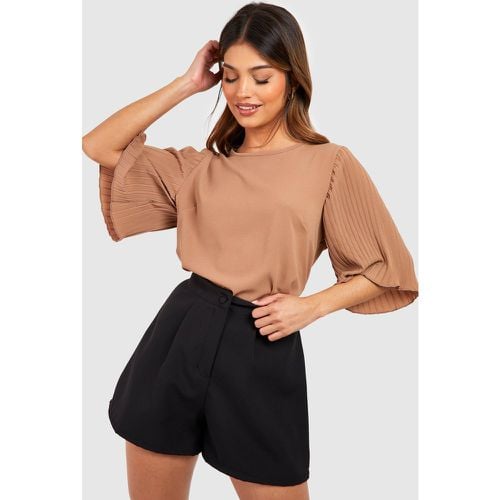 Blusa De Tela Con Mangas Plisadas - boohoo - Modalova