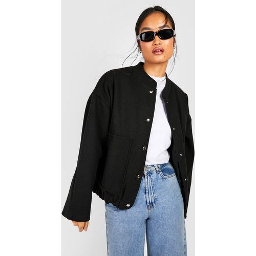 Giacca Bomber oversize effetto lana - boohoo - Modalova