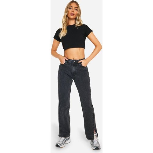 Jeans dritti Basics a vita alta con spacco sul fondo - boohoo - Modalova