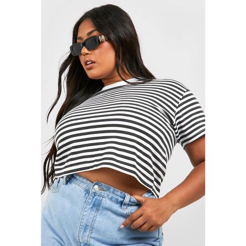 T-shirt corta Plus Size squadrata a righe - boohoo - Modalova