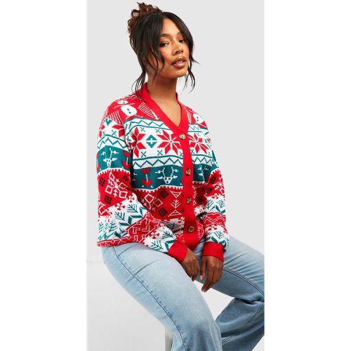 Cardigan Plus Size natalizio con motivi Fairisle - boohoo - Modalova