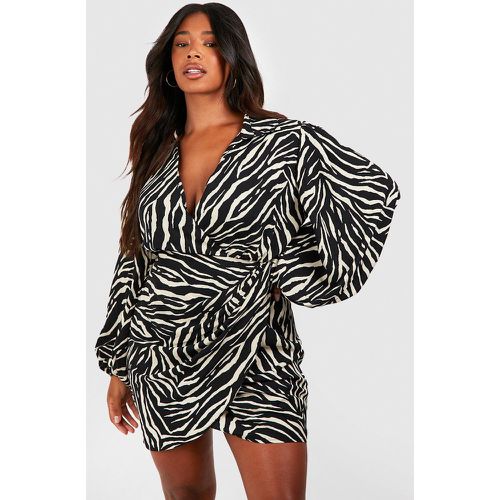 Vestito scaldacuore Plus Size zebrato con maniche a campana - boohoo - Modalova