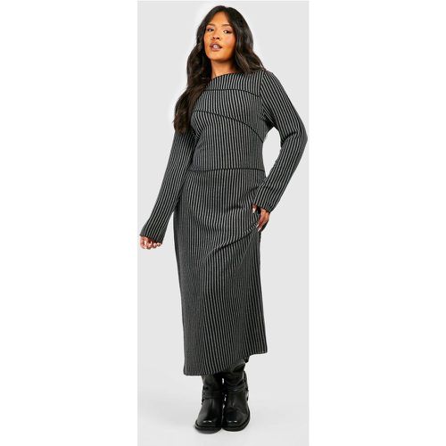 Vestito midi Plus Size a coste con cuciture esterne - boohoo - Modalova