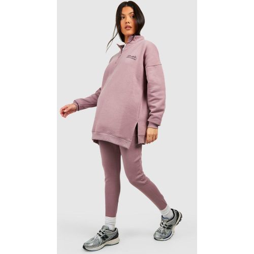 Conjunto Premamá De Leggings De Canalé Y Sudadera Oversize Con Cremallera A La Mitad - boohoo - Modalova