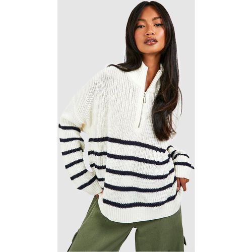 Maglione a righe verticali con zip - boohoo - Modalova