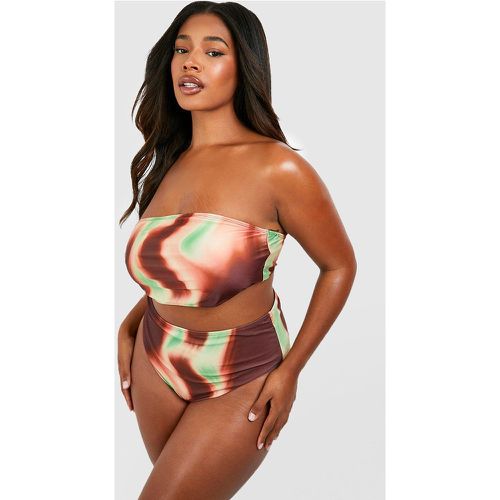 Set bikini Plus Size a fascia con stampa a onde - boohoo - Modalova