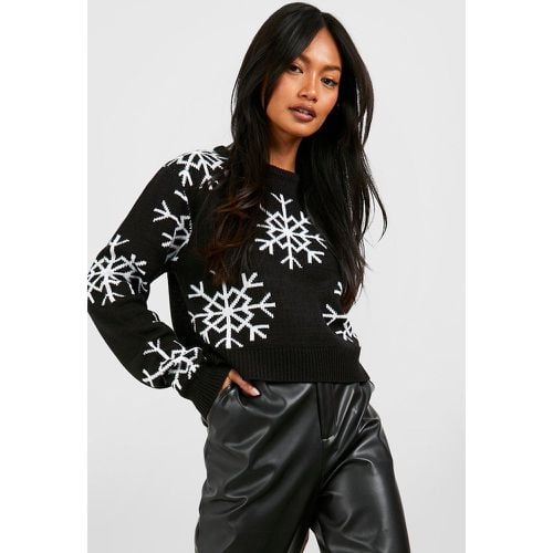 Jersey Crop Navideño Con Copos De Nieve - boohoo - Modalova