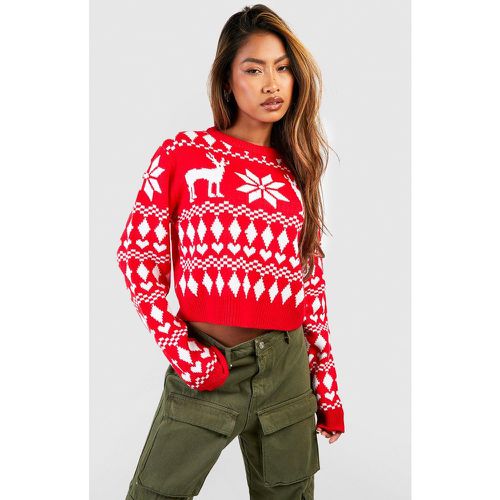 Maglione natalizio corto con motivi Fairisle - boohoo - Modalova