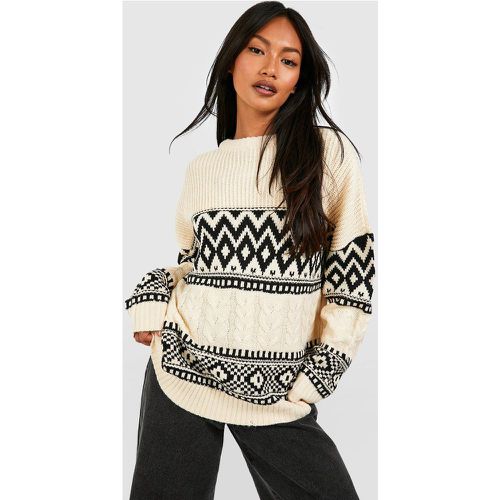 Jersey Oversize De Punto En Ochos Y Jacquard - boohoo - Modalova