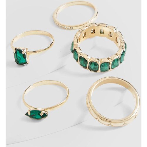 Set di anelli multipli con smeraldi - boohoo - Modalova