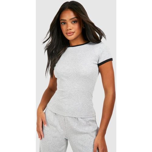 T-shirt Loungewear grigia con bordi a contrasto - boohoo - Modalova