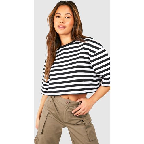 Camiseta Crop De Rizo Premium Con Rayas - boohoo - Modalova