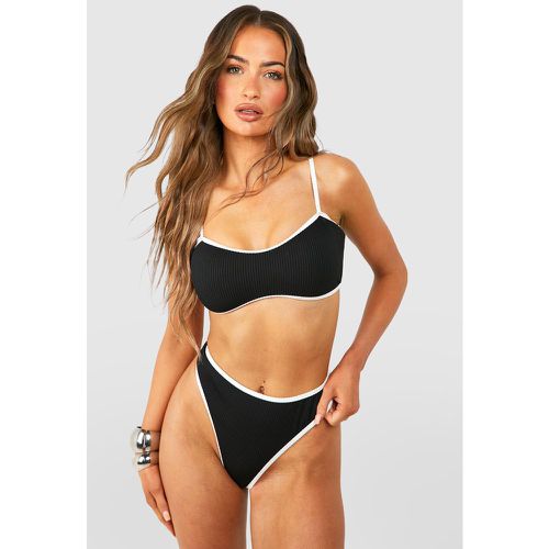 Slip bikini a coste con bordi a contrasto - boohoo - Modalova