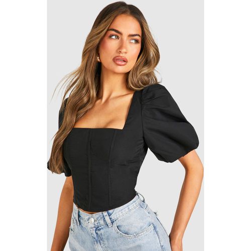 Corsetto con scollo quadrato e maniche a sbuffo - boohoo - Modalova