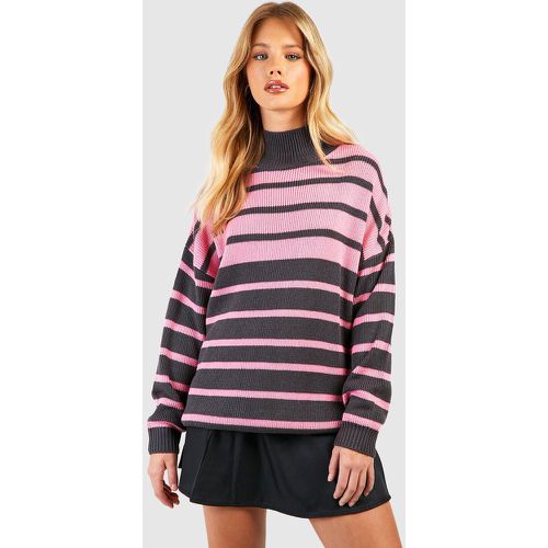 Jersey Oversize Con Cuello Alto Y Rayas Mixtas - boohoo - Modalova