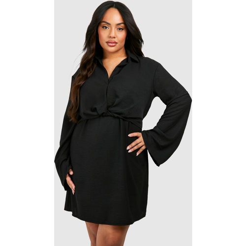 Vestito a trapezio Plus Size a effetto martellato con dettagli attorcigliati - boohoo - Modalova