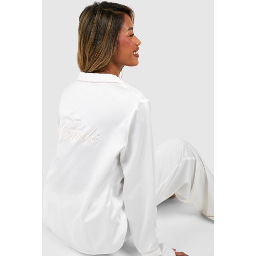 Bride Embroidered Long Sleeve Shirt & Trouser Set - boohoo - Modalova