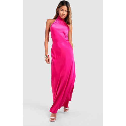 Satin Halterneck Maxi Dress, Pink - boohoo - Modalova