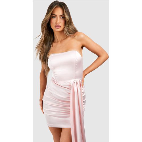 Vestido Mini De Raso Fruncido - boohoo - Modalova