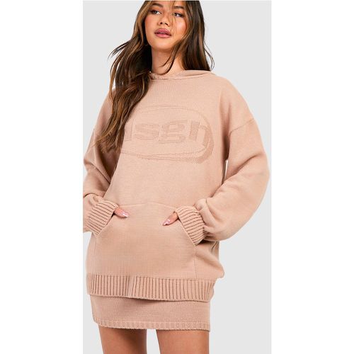 Conjunto De Punto Con Minifalda Y Sudadera Con Capucha En Relieve Dsgn - boohoo - Modalova