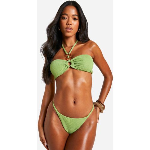 Set bikini allacciato al collo con trama e anello - boohoo - Modalova